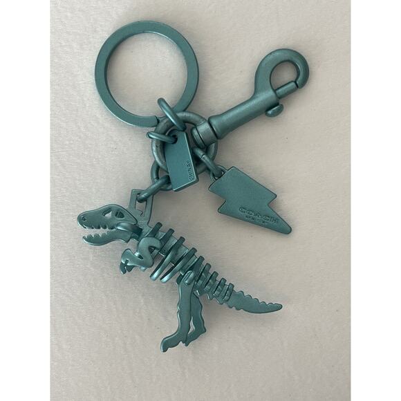 🦖 Coach Blue Turquoise Lighting Rexy Keychain Bag Charm For Purse Dinosaur - Picture 1 of 7